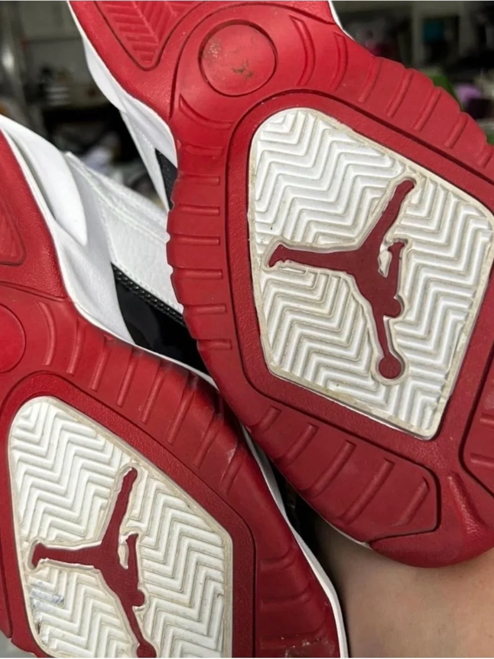 Jordan Kids Basketball Sneakers in White, Black & Red